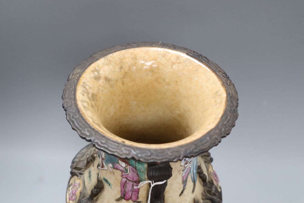 A Chinese famille crackle glaze vase, late 19th century, height 34cm